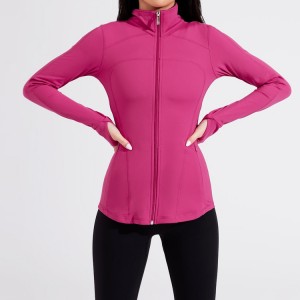 Atacado Back Hollow Out Custom Slim Fit Full Zipper Workout Gym Jacket para mulheres