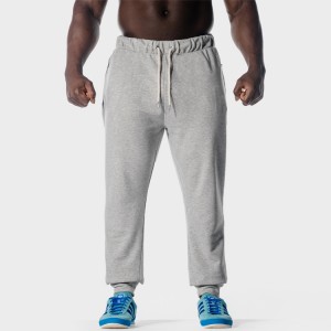 Χονδρικό ανδρικό βαμβακερό παντελόνι γυμναστικής τζόγκερ με αναπνεύσιμο κορδόνι μέσης και τσέπη με φερμουάρ