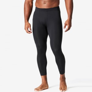 Maßgeschneiderte Fitness-Sport-Aktivbekleidung für Herren, schwarze Leggings mit Tasche