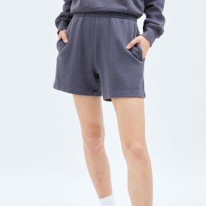 Pantalons curts de sudor de cotó de cotó de fitness de cintura elàstica de cotó polar francès d'alta qualitat per a dones