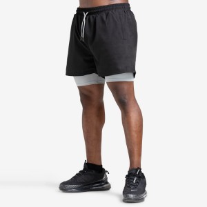 Pantaloncini da palestra da uomo per allenamento da corsa, personalizzati, ad asciugatura rapida, 2 in 1, a prezzo di fabbrica