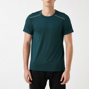 Захиалгат фитнесс заалны хувцас Хөнгөн хүзүүний дасгалын энгийн богино ханцуйтай эрэгтэй футболк захиалгаар хэвлэх
