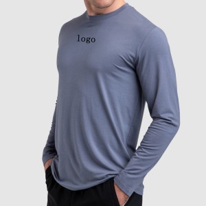 Høj kvalitet brugerdefinerede almindelig polyester langærmede toppe mænd Gym Sports T-shirts