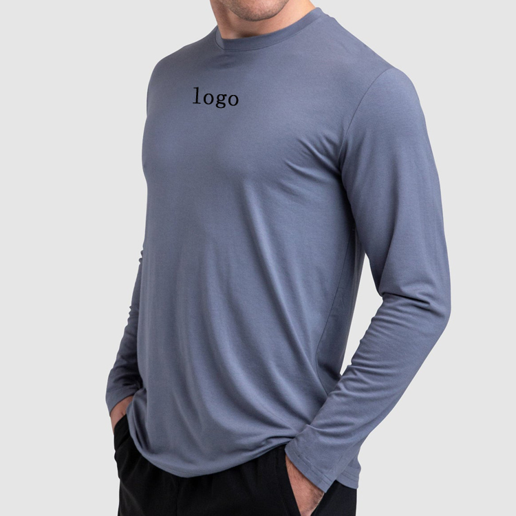 China High Quality Custom Plain Polyester Long Sleeve Tops Men Gym Sports T  Shirts factory and manufacturers