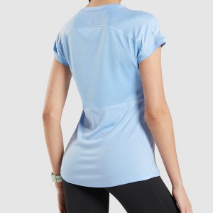 Hög kvalitet Back Mesh Panel Workout Custom Slim Fit Gym Sport T-shirts för kvinnor
