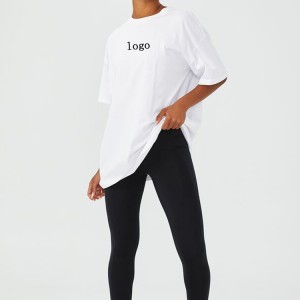 Camisetas brancas de gran tamaño de alta calidade 100% algodón Active Logo personalizado para mulleres