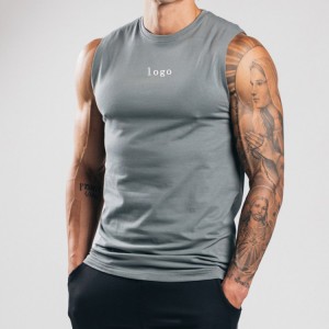 Engros svedtransporterende polyester Custom Muscle Fit Sports Gym almindelig tanktop til mænd
