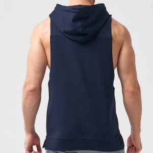 Wholesale Light Weight Custom Logo Drop Armhole Blank Sports Cotton Sleeveless Gym Hoodies Para sa Mga Lalaki