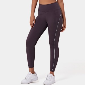 Nagykereskedelmi Egyedi, magas derekú, kontrasztos díszítésű Tiktok Yoga 7/8 edzőtermi leggings nőknek
