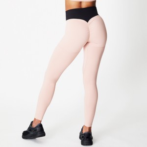 ແມ່ຍິງ Yoga leggings ແອວສູງສີ Block Compression Gym Tights