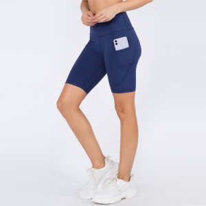 Veleprodaja po narudžbi rastezljive klasične yoga biciklističke kratke hlače visokog struka s džepovima za žene