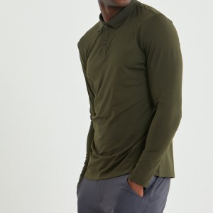T-shirt slim fit manica lunga uomo fitness sport all'ingrosso T-shirt Polo da palestra ad asciugatura rapida personalizzata