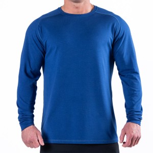 OEM Quick Dry Four Way Stretch Polyester Gym Plain Long Sleeve Men T-Shirt Custom Printed