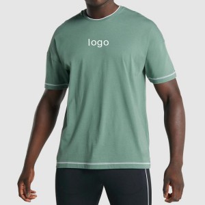 Contrast stiksel Gym Katoen Blank Fitness Streetwear Custom Logo Design T-shirts voor heren