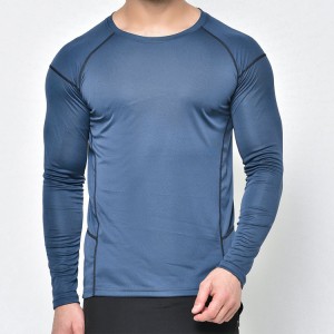 Fabrieksprijs Atletische fitnesskleding Sneldrogende Raglan effen gym-T-shirts met lange mouwen voor heren
