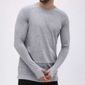 Anpassad Vanlig An-Pilling Lätt bomull Frayed Details Blank Workout Långärmad T-shirt för män