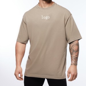 Atacado Ombro Gota 100% Algodão Homens de Grandes Dimensões Camisetas Simples Impressão Personalizada