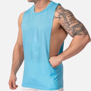 Camiseta de tirants de gimnàs per a homes llisos personalitzats amb sisa profunda 95% cotó 5% elastà d'alta qualitat