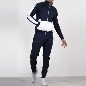 Engros Fitness Color Block Slim Fit Jogger Sweatsuit Polyester Træningsdragt Sæt til mænd