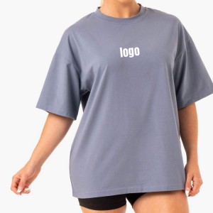 OEM logotyp utskrift överdimensionerad vanlig grossist pojkvän anpassade gym sport t-shirt för kvinnor