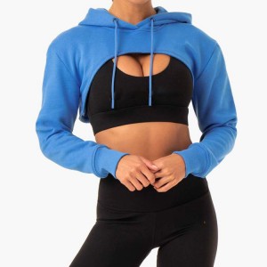 Прилагодено на големо моден фитнес стил за дами со обичен тренинг за вежбање пуловер Женски празен качулки