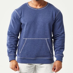 Vairumtirdzniecība ar kontrasta izšūšanas apkalpes kakla džemperi, pielāgotu vīriešu sporta zāles sporta krekli
