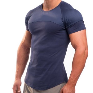 Търговия на едро с дишаща дишаща мрежеста тениска с цветни блокове за фитнес за фитнес за мъже