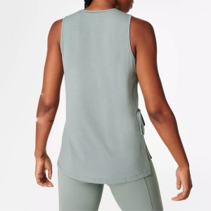 Lett polyester Spandex Fitness Tops Side Tie Løs Gym Tank Tops For Dame
