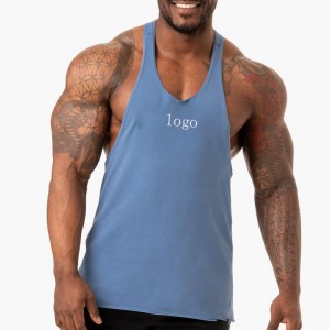 Shitje të nxehta Pambuku për ndërtimin e muskujve Stringer me logo të personalizuar Sportiv Tank Top for Men