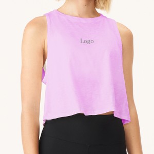 Visokokakovostne raztegljive majice z nizkim izrezom za roke za poletne telovadnice brez rokavov Logotip po meri za ženske