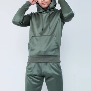 High Quality Polyester Slim Fit Sweatsuit Custom Contrast Tape Tracksuit Bakeng sa Banna