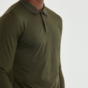 Аптовая прыталеная мужчынская фітнес-спартыўная футболка з доўгім рукавом, індывідуальныя хуткасохлыя футболкі-пола для трэніровак у трэнажорнай зале