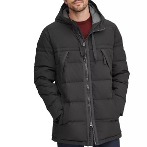 Engros 100% Nylon Full Zip Up Winter Long Down Puffer Coat til mænd