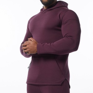 Veleprodajne jednobojne atletske uske sportske majice s kapuljačom za teretanu na veliko za muškarce