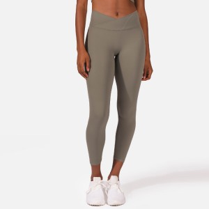 Melhor venda calças de ginástica personalizadas femininas fitness crossover v cintura alta leggings de yoga