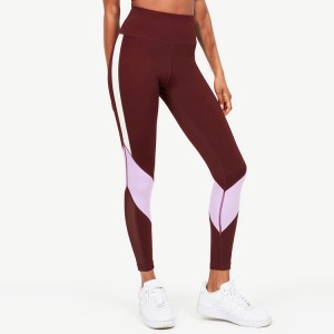 Pantalón de malla de prezo barato Pantalón de cor con mallas deportivas Leggings de ioga de cintura alta para mulleres