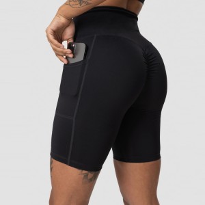 Pantalóns curtos de ioga para motociclistas de cintura alta para adestramento de ximnasio personalizados