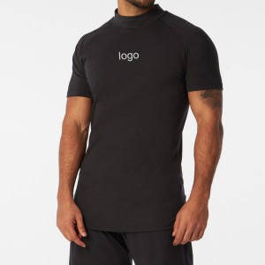 Нов дизайн Меки памучни обикновени мъжки тренировъчни празни тениски с високо деколте и къси ръкави Персонализиран печат