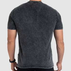 Vysoce kvalitní měkké tričko ze 100% bavlny, seprané, vypasované cvičení do posilovny, odvádějící vlhkost pro muže