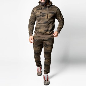 Högkvalitativ bomullspolyester anpassad träningsoverall för herr Camouflage Jogger Sweatsuit