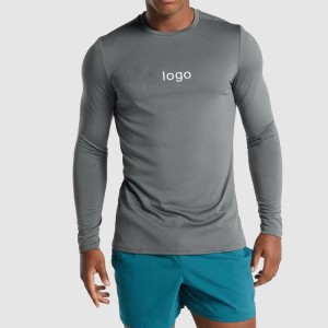 T-shirt da uomo a maniche lunghe sportive in poliestere slim fit da corsa di alta qualità