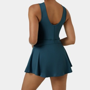 안감이 있는 여성을 위한 새로운 도착 맞춤형 테니스 스커트 U 백 플레어 테니스 드레스