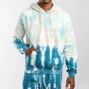 Varotra Private Label Custom Tie Dye 100% Cotton Workout Pullover Blank Hoodies ho an'ny lehilahy