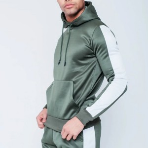 Høykvalitets polyester Slim Fit Sweatsuit Custom Contrast Tape Joggedress for menn