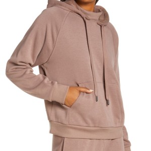 Kualitas Tinggi Plain Fitness Wanita Mock Neck Workout Pullovers Hoodies Custom Printed