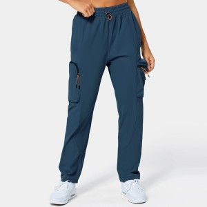 Polyester Elastic Drawstring Zipper Pocket Gym Jogger Cargo Pants Ji bo Jinan