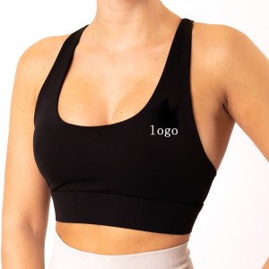 High Support Breathable Sexy Design Cut Out Back Cross Strap Women Custom Sports Bra