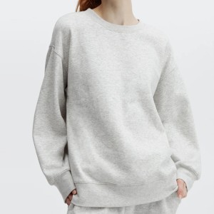 Custom Qoton Polyester Oversized Plain Workout Nisa Blank Crewneck Pullover Sweatshirt