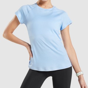Hög kvalitet Back Mesh Panel Workout Custom Slim Fit Gym Sport T-shirts för kvinnor
