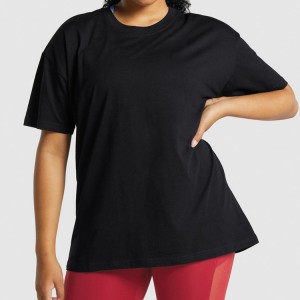 OEM Active Workout Sports 100 % bomull med rund hals Oversized Gym Svarte T-skjorter for kvinner
